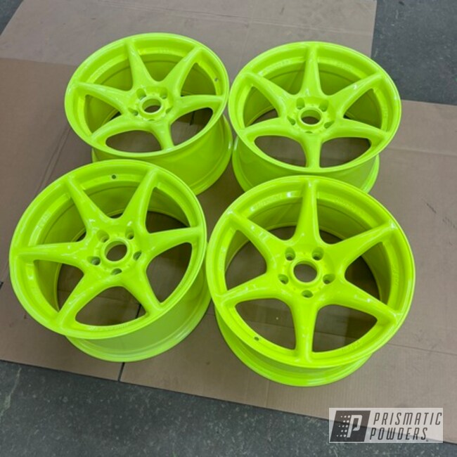 Acrylic Clear And Neon Yellow Wheels