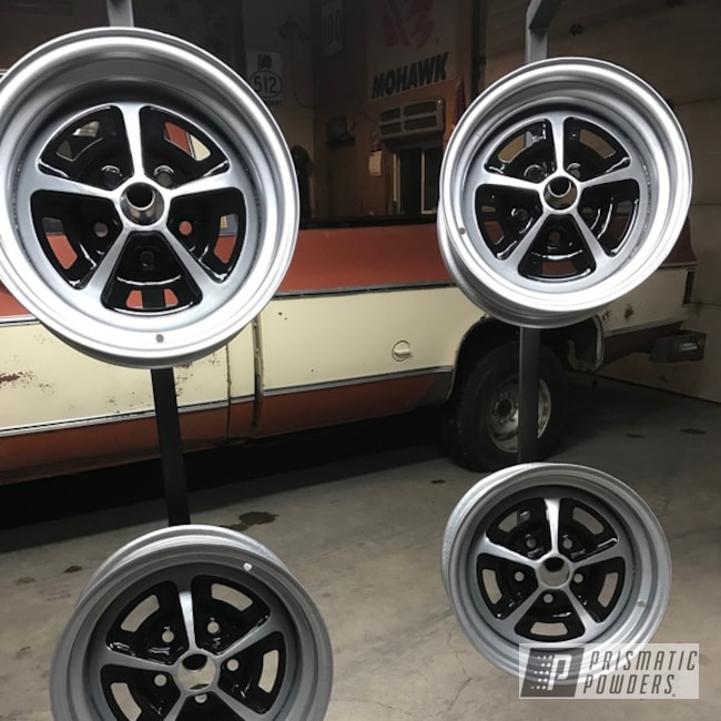 Black And Silver Powder Coated Ford Mustang Wheel Restoration