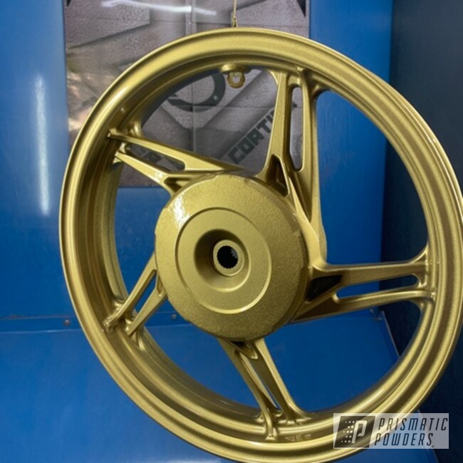 Wheels Powder Coated In Spanish Gold And Clear Vision