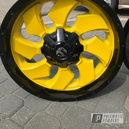 Powder Coating: Hot Yellow PSS-1623,20”,Matte Black PSS-4455,Automotive,Wheels